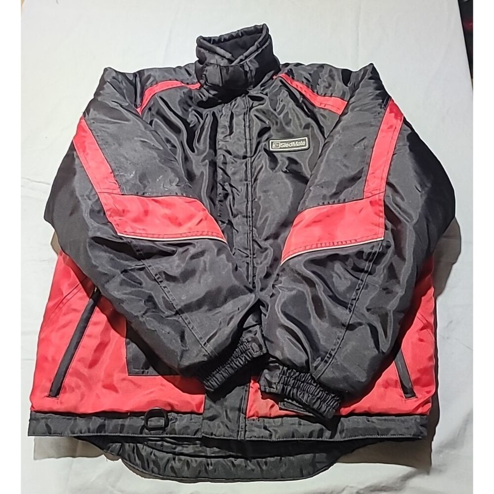 Sledmate Colorblock Snowmobile Racing Jacket Coat Mens Size Large Black And Red